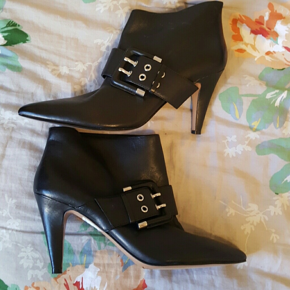 Black leather booties